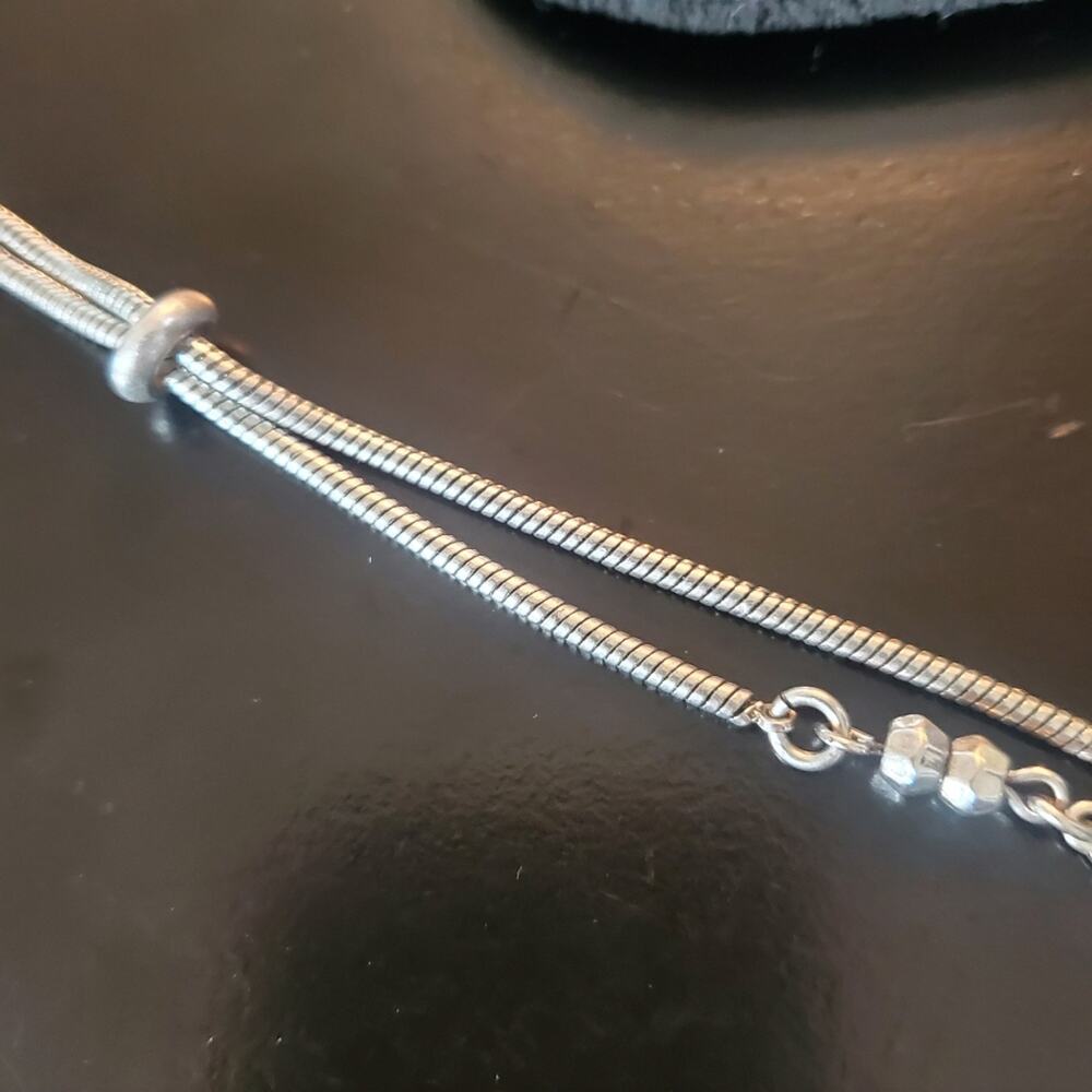 Lucky Brand Heart Shape double silver chain adjustable necklace Great condition - Picture 8 of 14